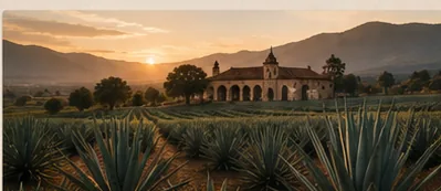 Paisaje agavero de Jalisco al atardecer